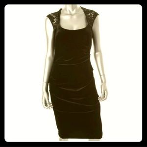 Xscape black velvet/lace dress sz 6
